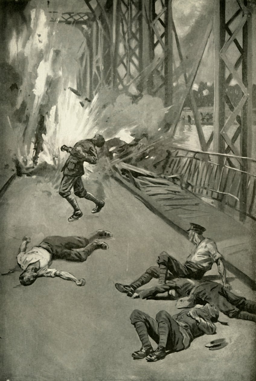Sillan räjäyttäminen Aisnen poikki Soissonsissa, 1919. tekijältä Unbekannt