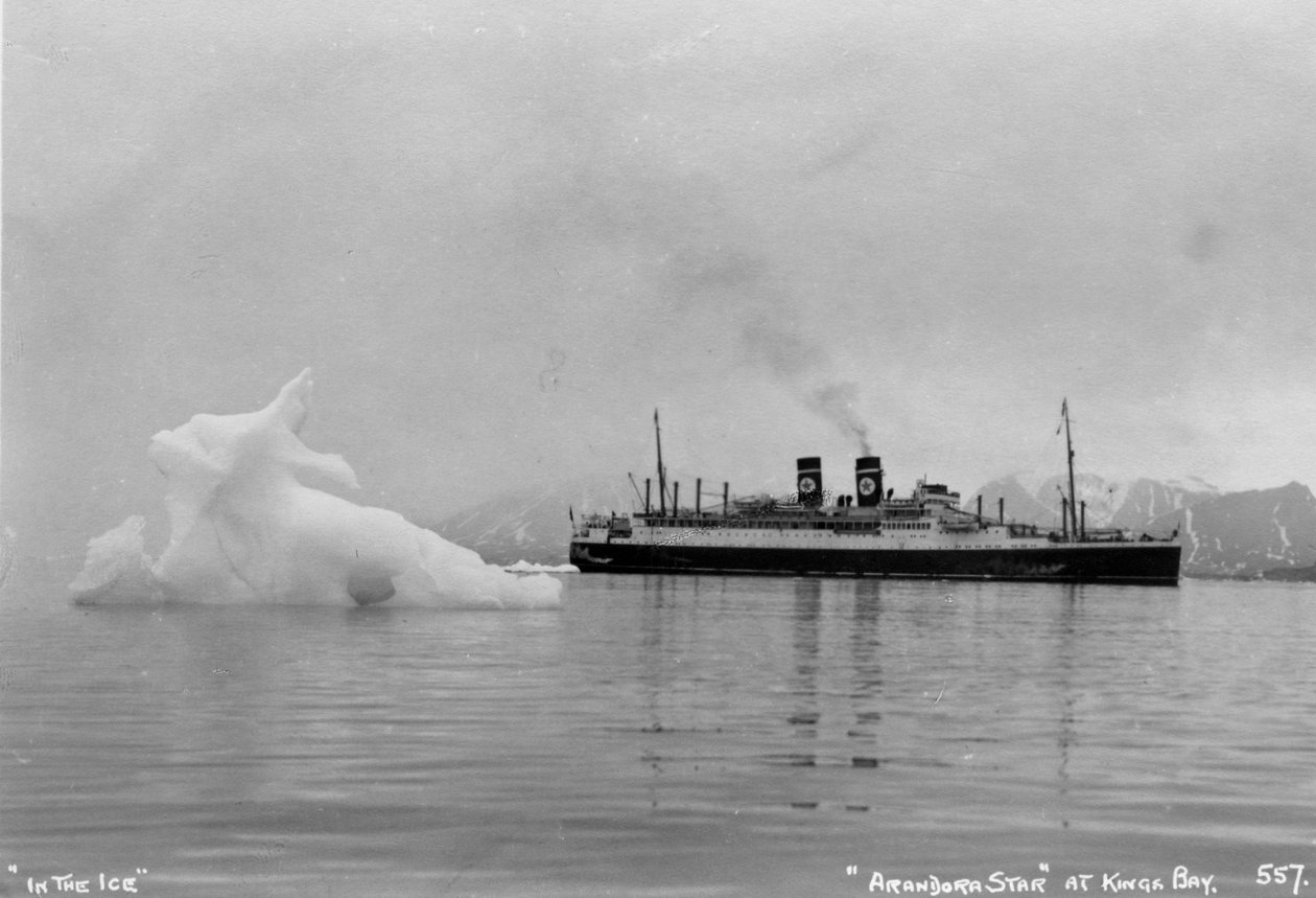 Blue Star Lines -risteilyalus SS Arandora Star, Kongsfjorden, Spitzbegen, Norja, 1929 tekijältä Unbekannt