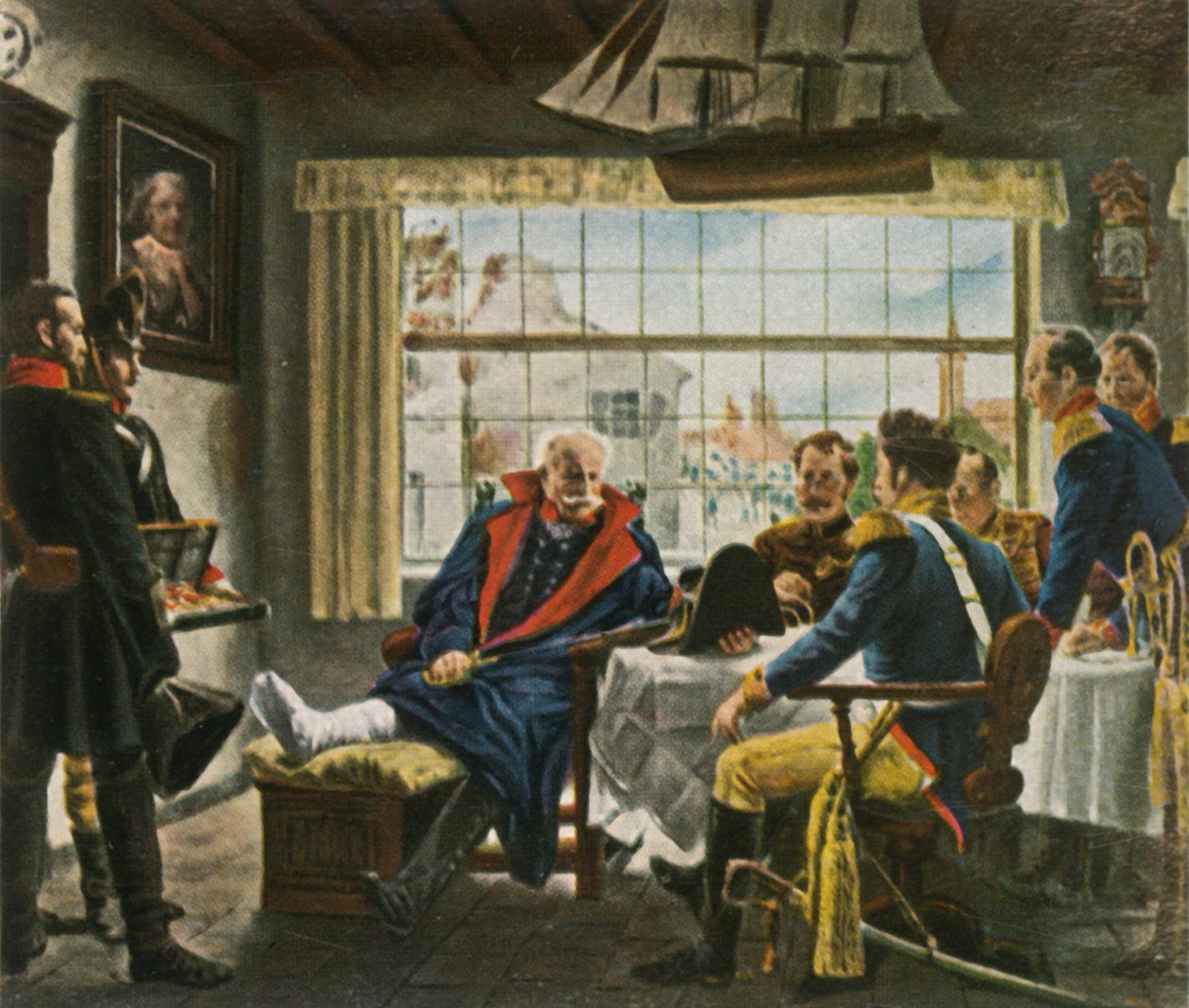 Blücher ottaa haltuunsa Napoleonin mitalit ja hatun... Waterloossa 18. kesäkuuta 1815, 1936. tekijältä Unbekannt