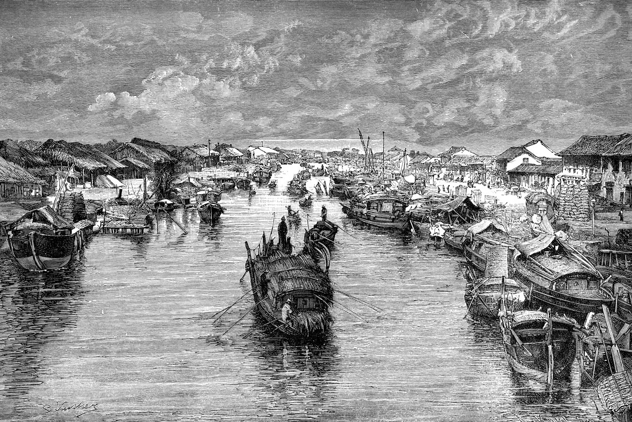 Veneitä kiinalaisella Arroyolla, lähellä Saigonia, Vietnamissa, 1895 tekijältä Unbekannt