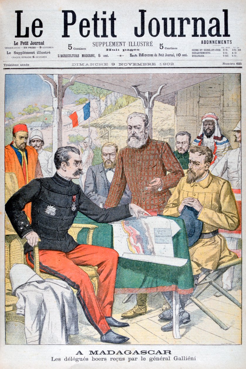 Madagaskarin kuvernööri kenraali Gallieni vastaanotti buurien valtuuskunnan vuonna 1902 tekijältä Unbekannt