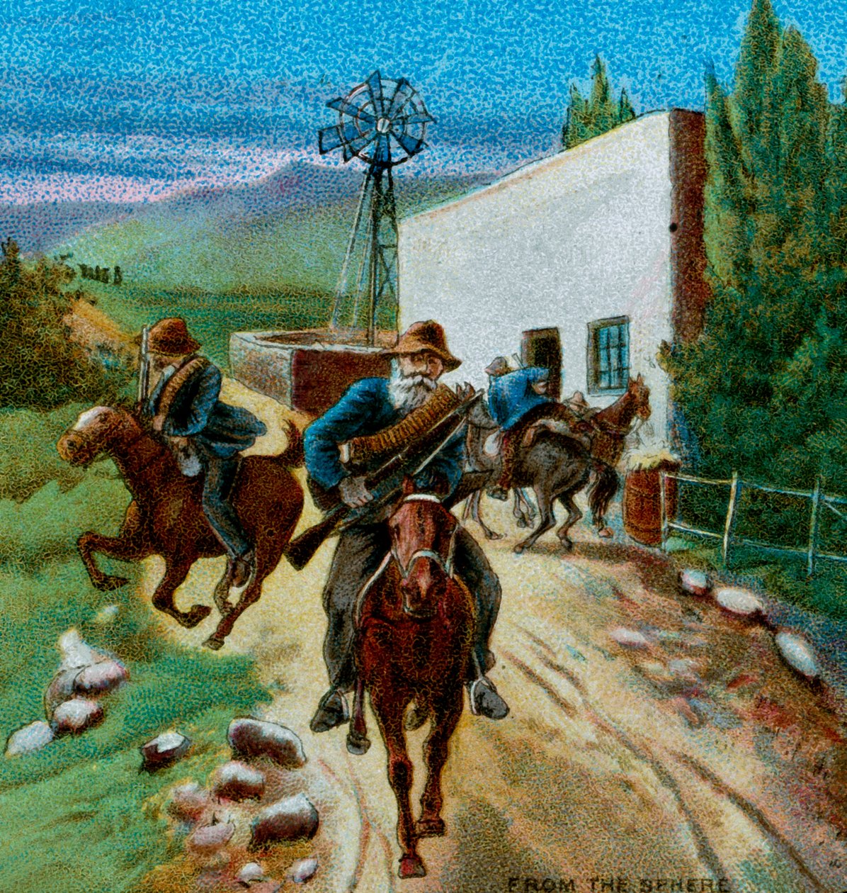 Buurit vetäytymässä maalaistalosta, 1900 tekijältä Unbekannt