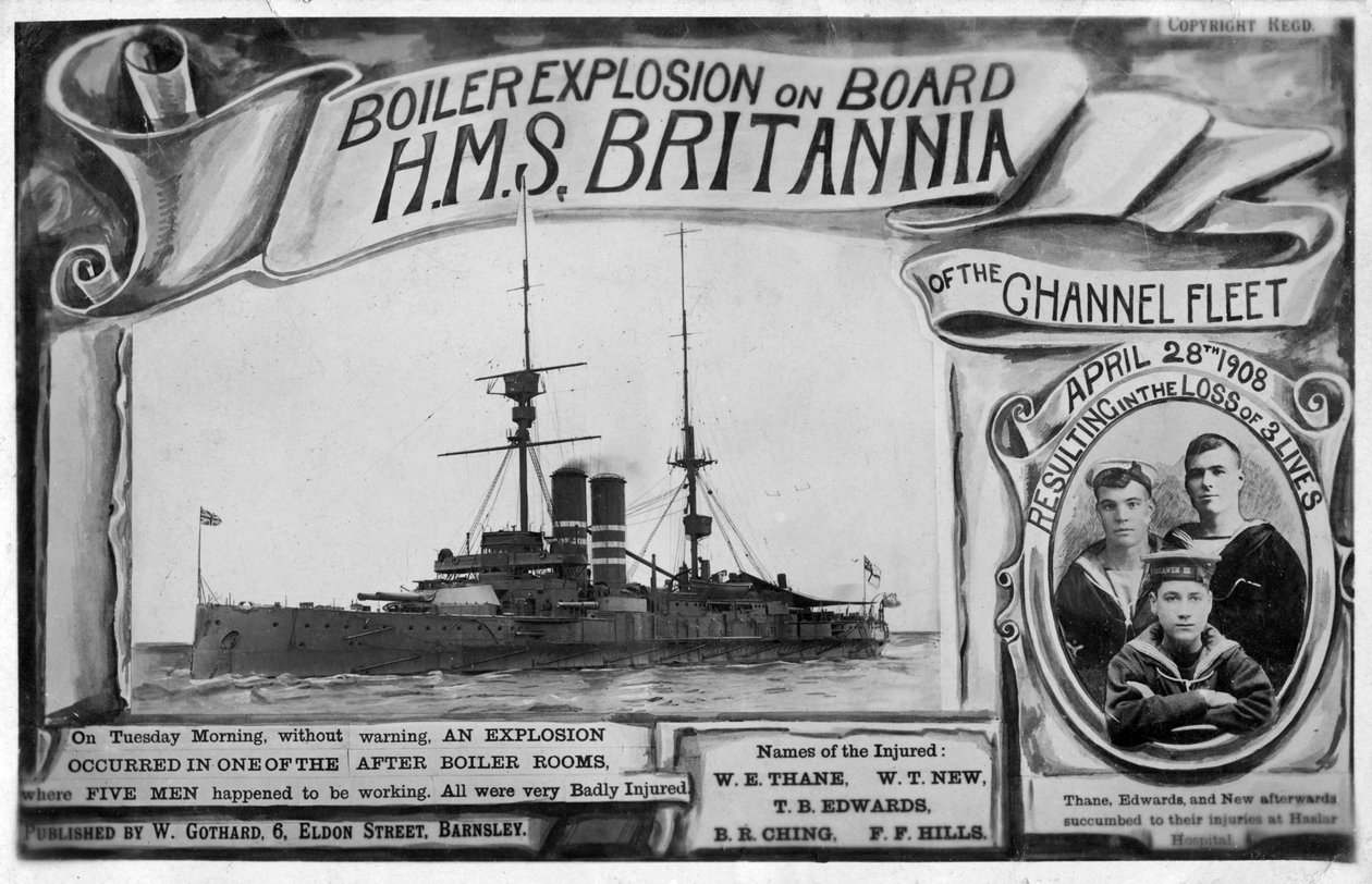 Kattilan räjähdys HMS Britanniassa 28. huhtikuuta 1908 tekijältä Unbekannt