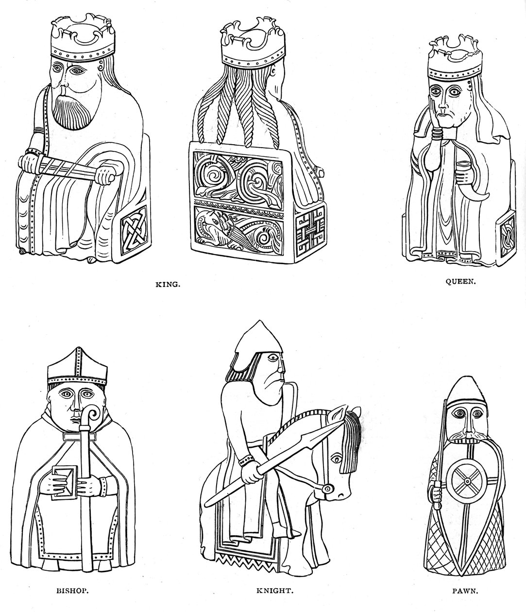 Skandinaavisen suunnittelun luushakimiehet, 1100- tai 1200-luku, 1892 tekijältä Unbekannt