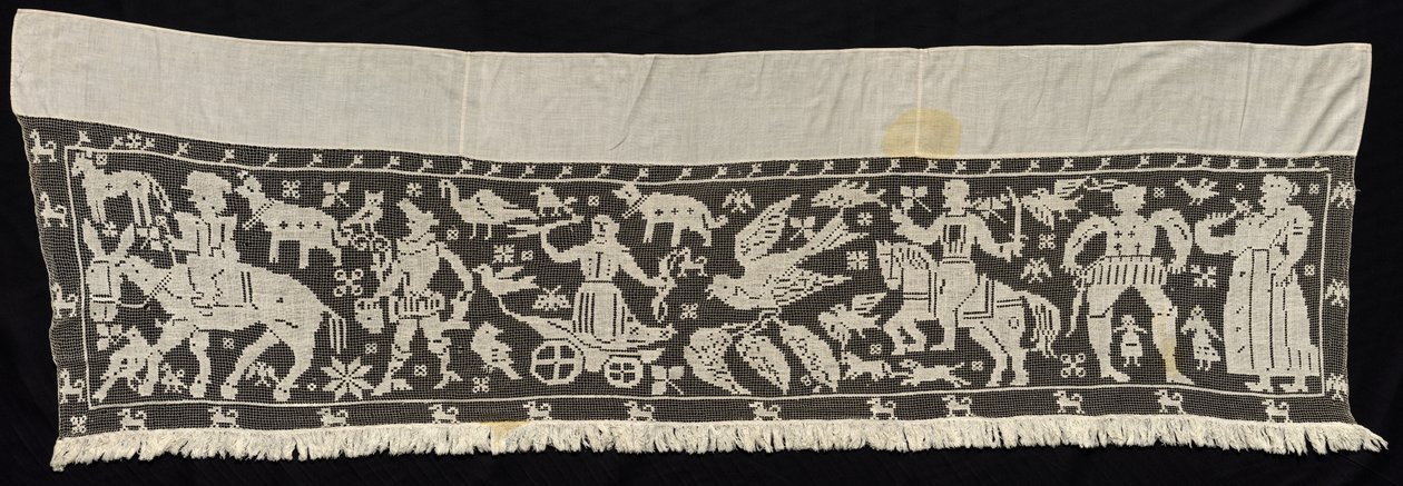 Raja, jossa on istuvia ja seisovia hahmoja, vaunuja ja eläimiä, 1800-luku. tekijältä Unbekannt