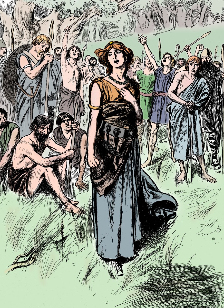Boudicca Boadicea 100-luvun brittiläinen Icenien kuningatar, kokoamassa joukkojaan, 1900 tekijältä Unbekannt