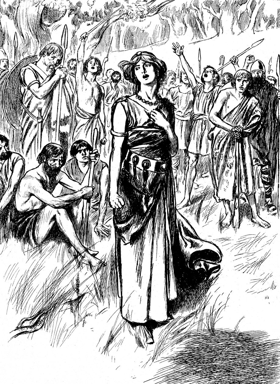 Boudicca Boadicea 100-luvun brittiläinen Icenien kuningatar, kokoamassa joukkojaan, 1900 tekijältä Unbekannt