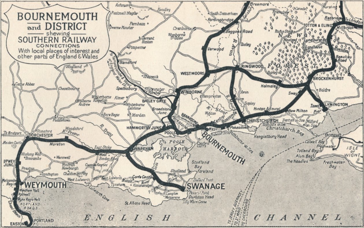 Bournemouth ja District, näyttävät eteläisen rautatieyhteyden, 1929 tekijältä Unbekannt