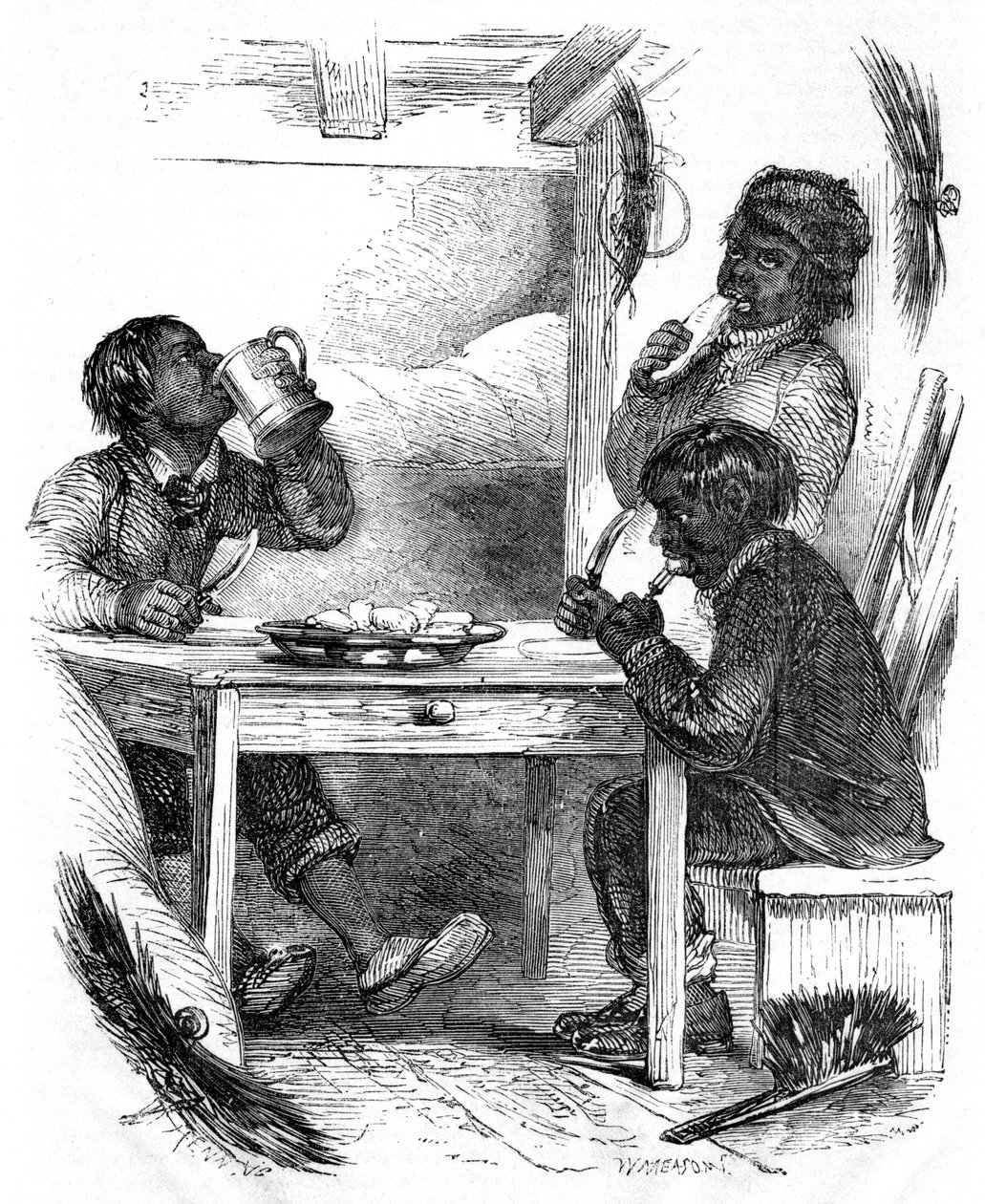 Savupiipun lakaisupoika syö illallista, 1861 tekijältä Unbekannt
