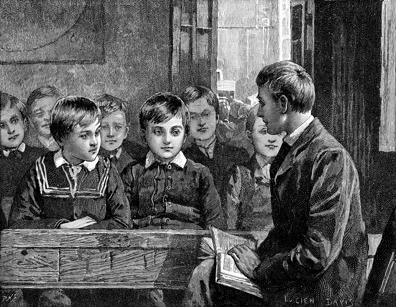Poikien luokka amerikkalaisessa pyhäkoulussa, 1890 tekijältä Unbekannt