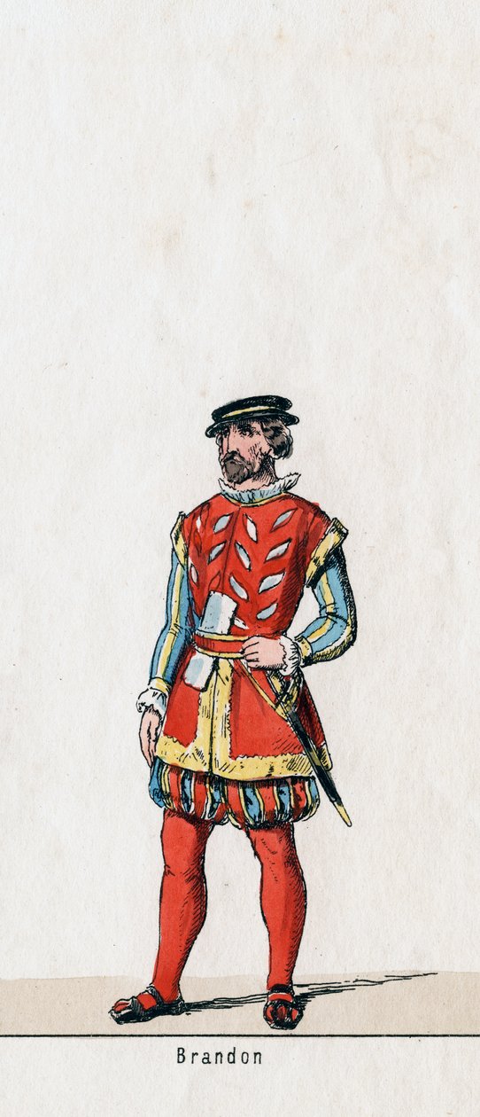 Brandon, pukusuunnittelu Shakespearen näytelmään, Henry VIII, 1800-luku tekijältä Unbekannt