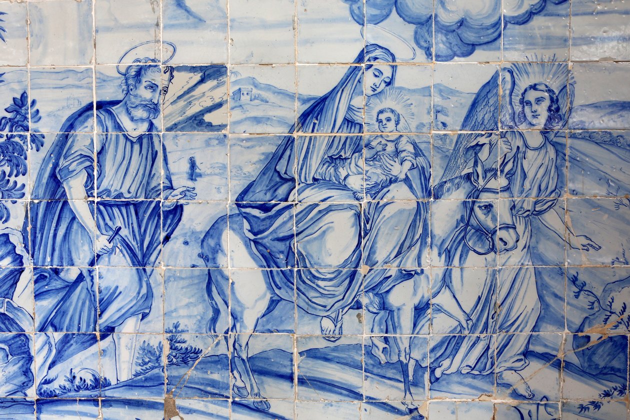 Brasilia, Bahia, Salvador: Azulejo Bonfim-kirkossa: lento Egyptiin tekijältä Unbekannt