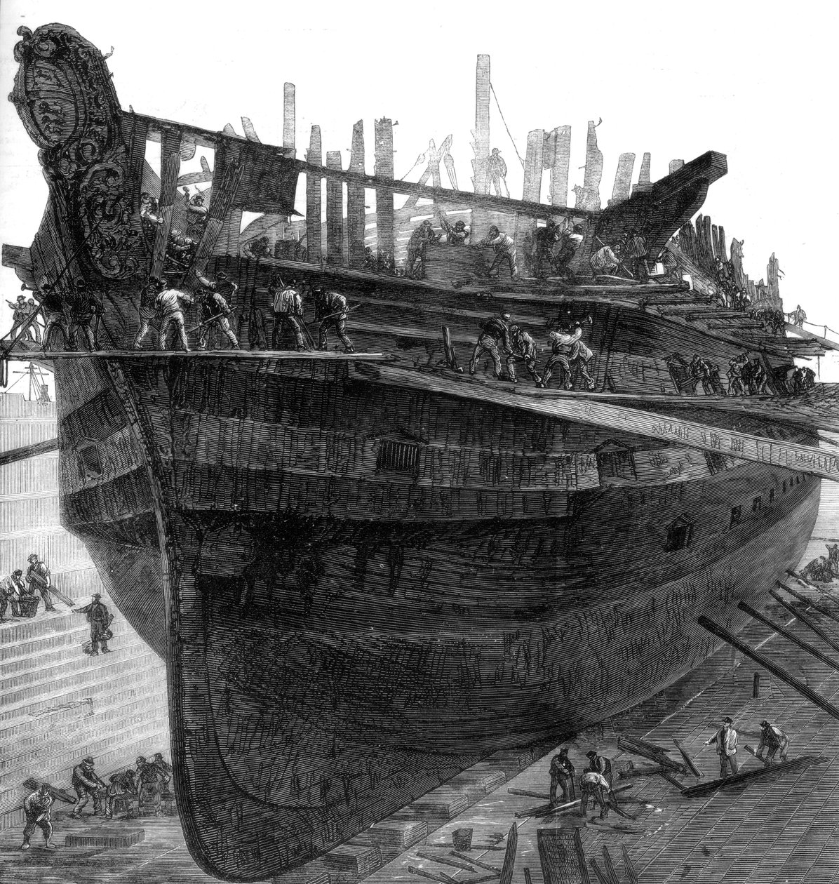 Sairaala-aluksen Dreadnought hajottaminen Chathamin telakalla, 1875 tekijältä Unbekannt