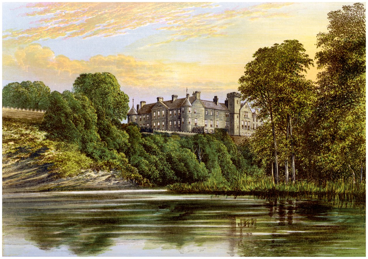 Brechinin linna, Brechin, Angus, Skotlanti, Dalhousien jaarlin koti, vuodelta 1880 tekijältä Unbekannt