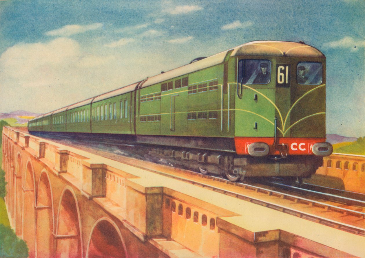 Brighton Belle, S.R.:n sähköveturi, Ouse Viaductin yli, 1940 tekijältä Unbekannt