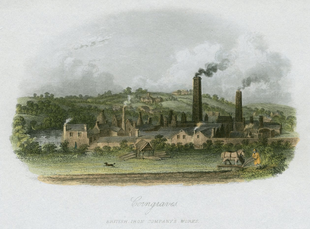 British Iron Company Works Corngreavesissä, lähellä Halesowenia, West Midlands, c1835 tekijältä Unbekannt