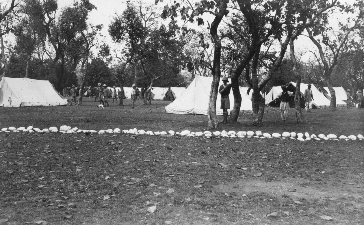 Brittiarmeijan leirintäalue Yamuna-joen varrella, Intia, 1917 tekijältä Unbekannt