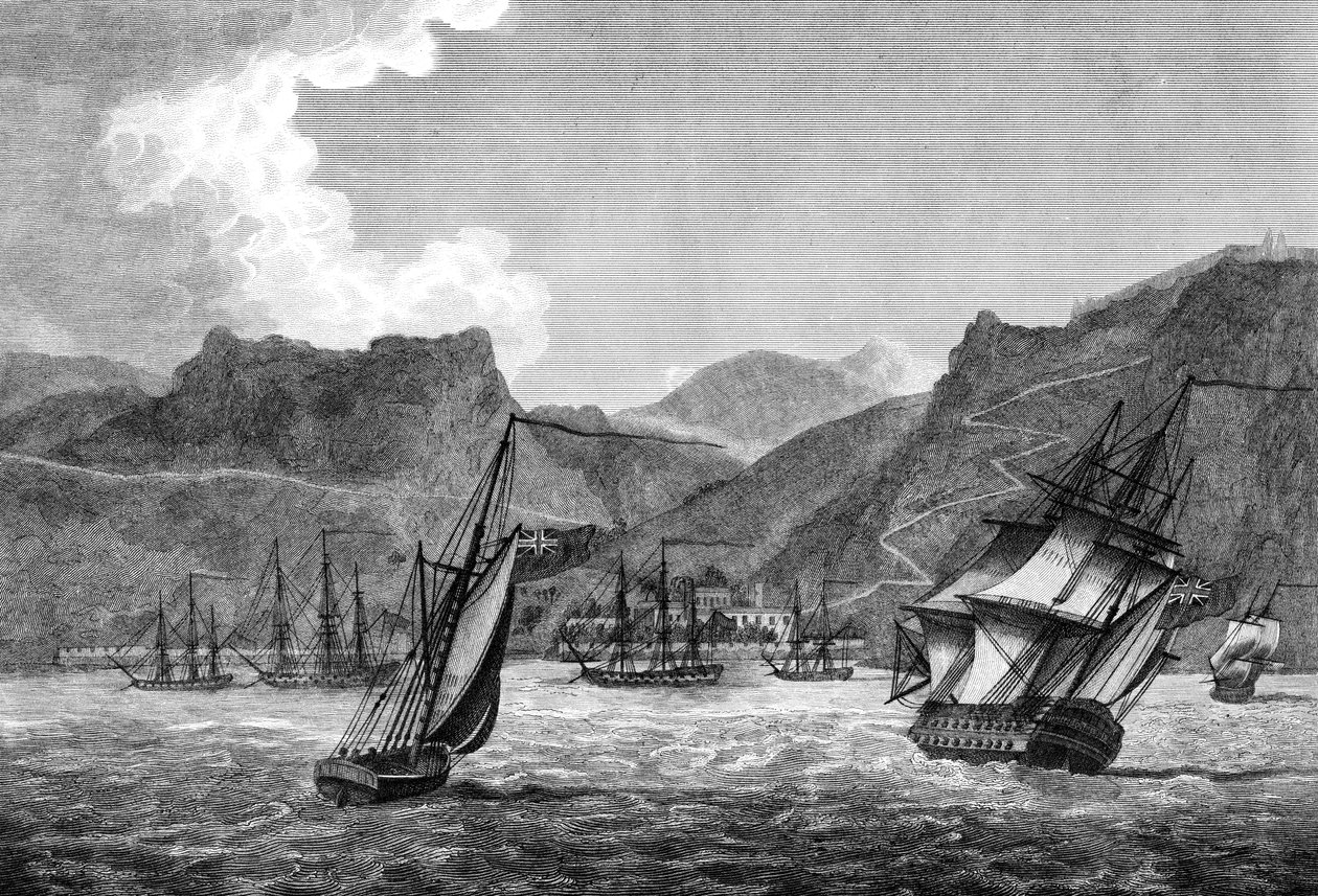 Brittiläinen laivaus St Helenasta, 1817 tekijältä Unbekannt