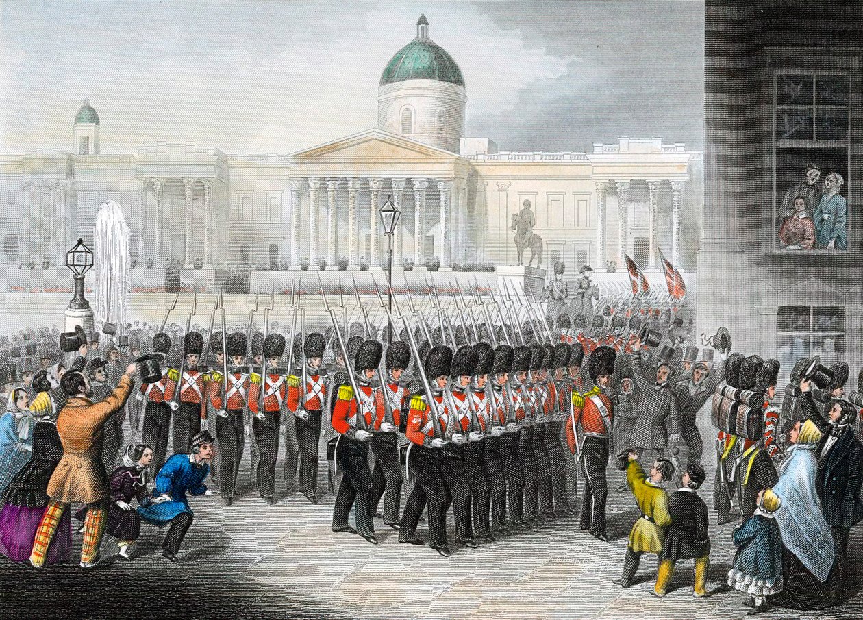 Brittisotilaat lähtevät Krimin sotaan Venäjän ja Turkin sotaan 1853-1856, c1860 tekijältä Unbekannt