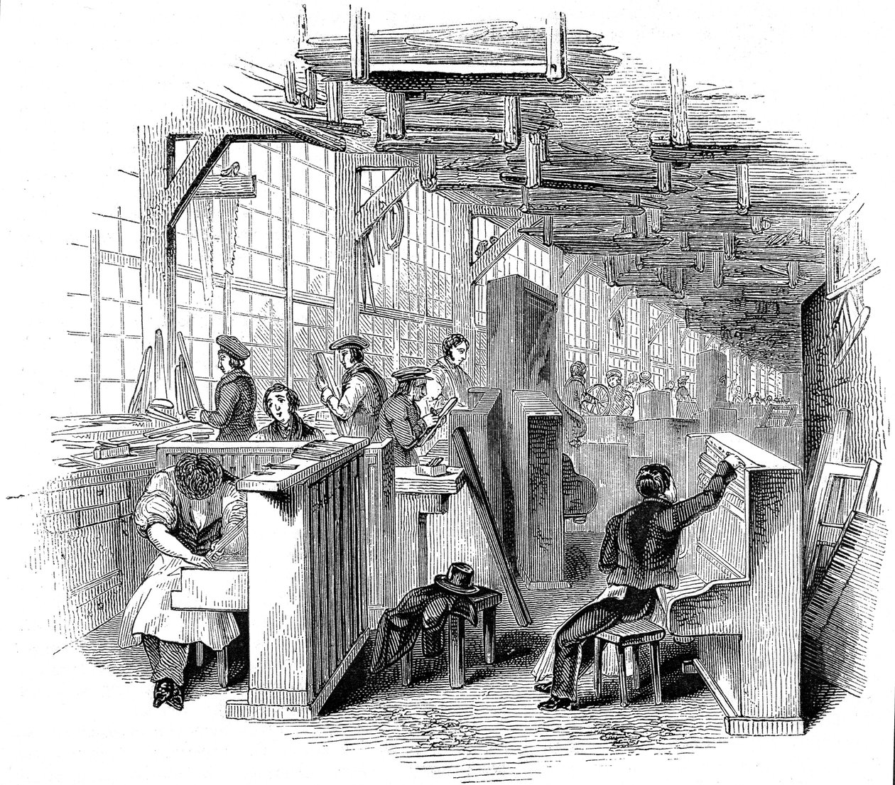 Broadwoodsin pianotehdas, Horseferry Road, Westminster, Lontoo, 1842 tekijältä Unbekannt