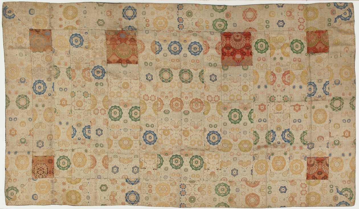 Brokaatti, silkki. Buddhalaisen munkin viitta, paikkattu, kesa, Edo-kausi, 1615-1868. tekijältä Unbekannt