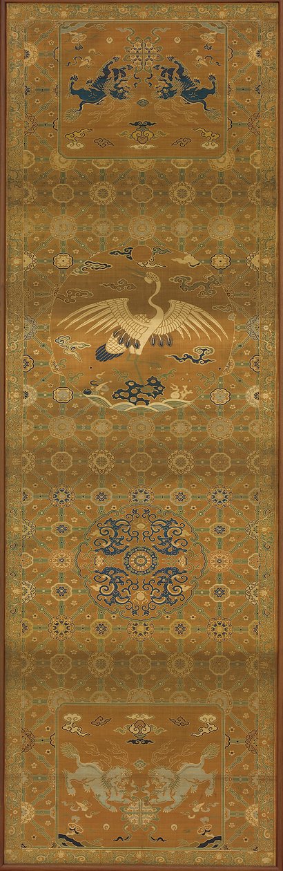 Brokaatti, silkki. Pitkäaikainen paneeli, tuolin päällinen, Qing-dynastia, 1700-luku. tekijältä Unbekannt