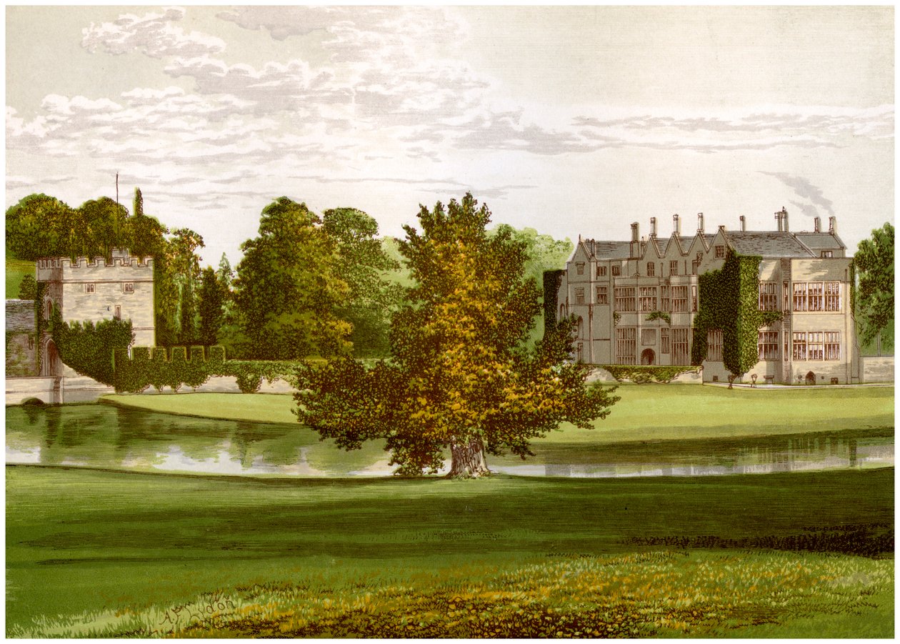 Broughton Castle, Oxfordshire, Lord Sayen ja Selen koti, vuodelta 1880 tekijältä Unbekannt