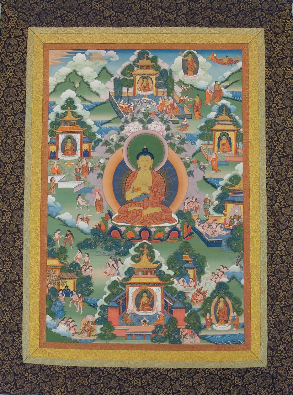Buddha istuu lootusjalustalla, 1800-luku. tekijältä Unbekannt
