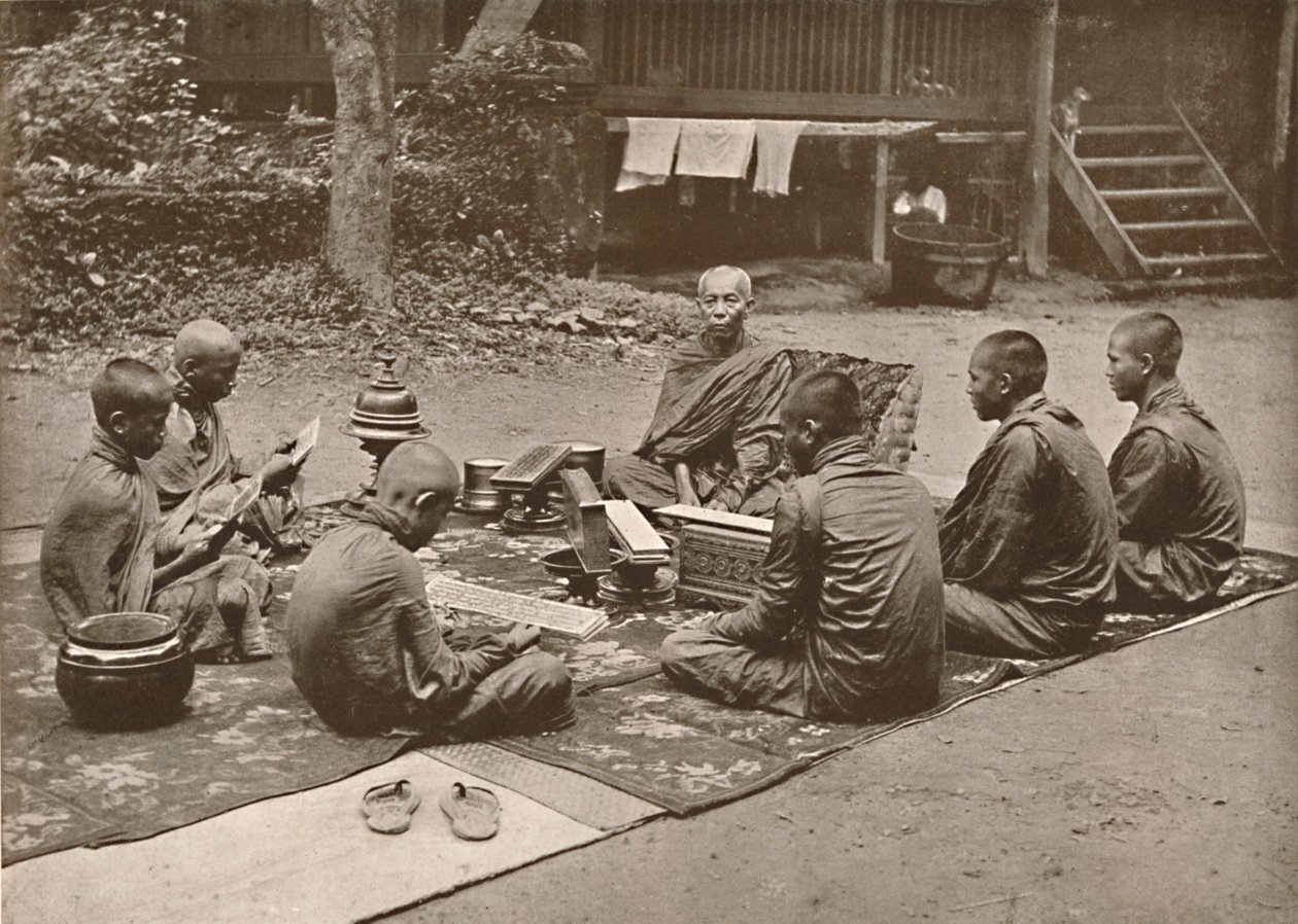 Buddhalainen pappi oppilaiden kanssa, 1900. tekijältä Unbekannt
