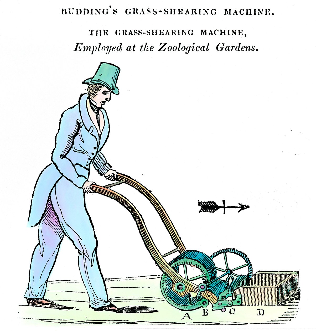 Buddings ruohonleikkuukone, c1832 tekijältä Unbekannt