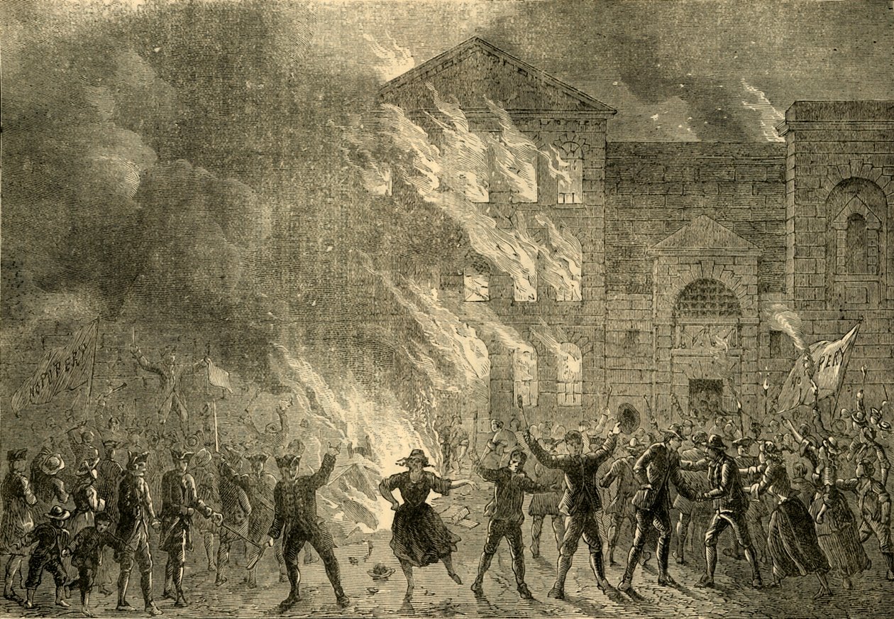 Newgaten palaminen, 1780, c1872. tekijältä Unbekannt