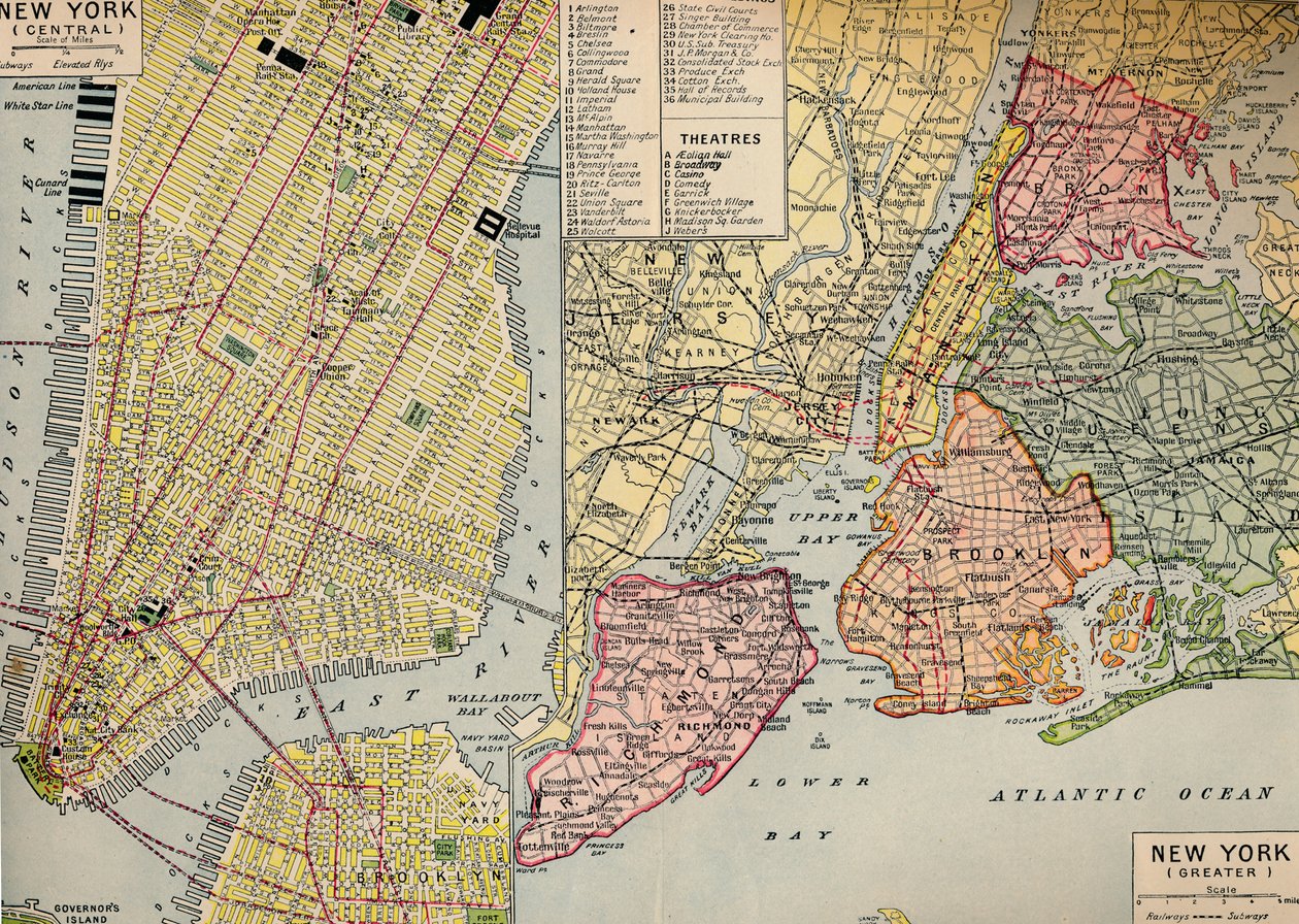 New Yorkin bisneskeskus Manhattanin Seaward Endissä ja sen ympäristössä, 1930-luku tekijältä Unbekannt