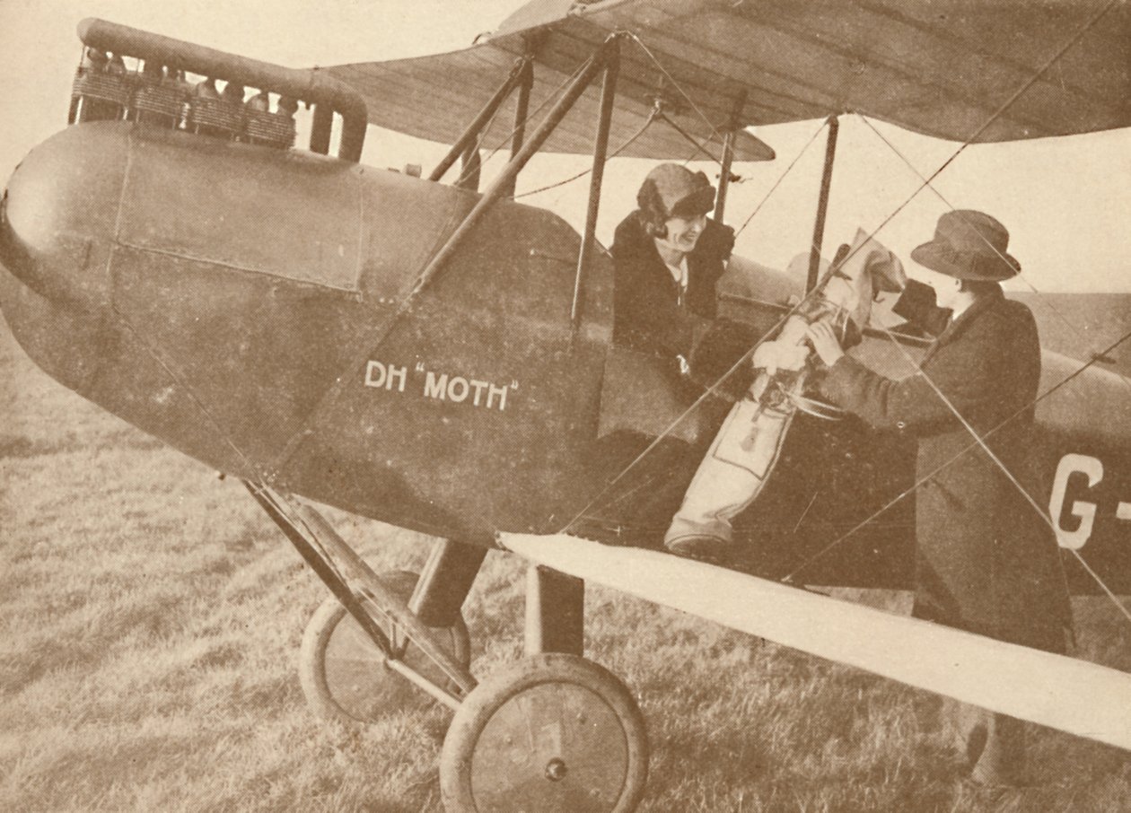 Lentoteitse Golflinkeille pienellä 27-60 hv Moth Light -lentokoneella, 1927 tekijältä Unbekannt