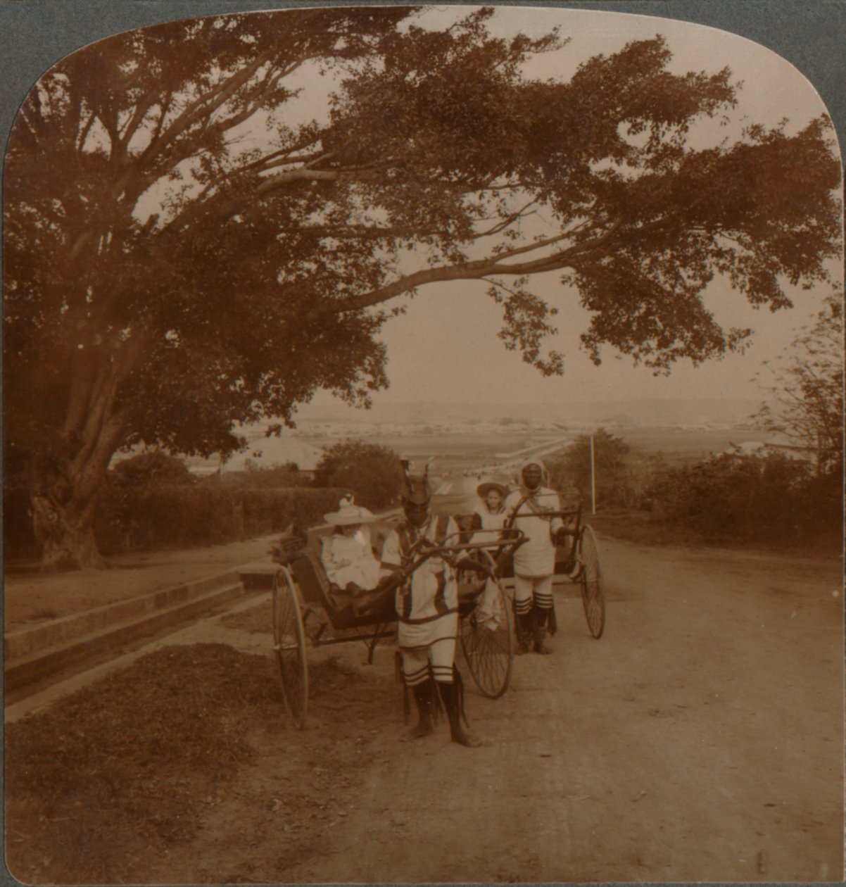 Alkuperäisten asukkaiden piirtämät taksit asuintien varrella, Durban, Etelä-Afrikka, c1900 tekijältä Unbekannt