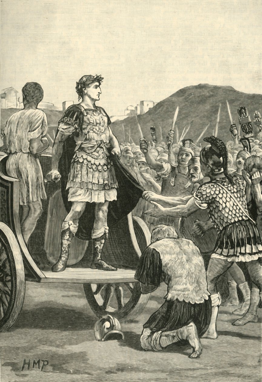 Caesar puhuttelee Malcontent Legiionsa Campus Martiusissa, 1890. tekijältä Unbekannt