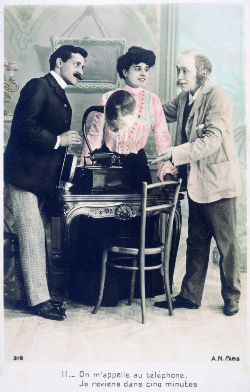 Soita minulle puhelimitse, palaan viiden minuutin kuluttua, c1900 tekijältä Unbekannt
