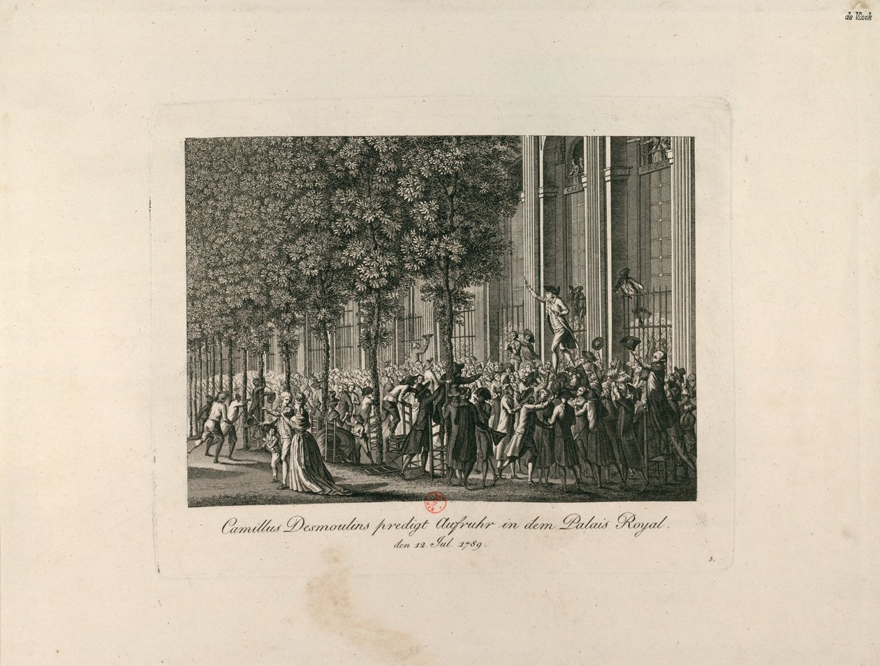 Camille Desmoulins Palais Royal Gardensissa, n. 1797-1800. tekijältä Unbekannt