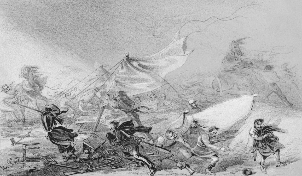 Leiri ennen Sebastopolia - Pelottavan myrskyn vaikutukset 14. marraskuuta 1854, 1850-luvulla. tekijältä Unbekannt