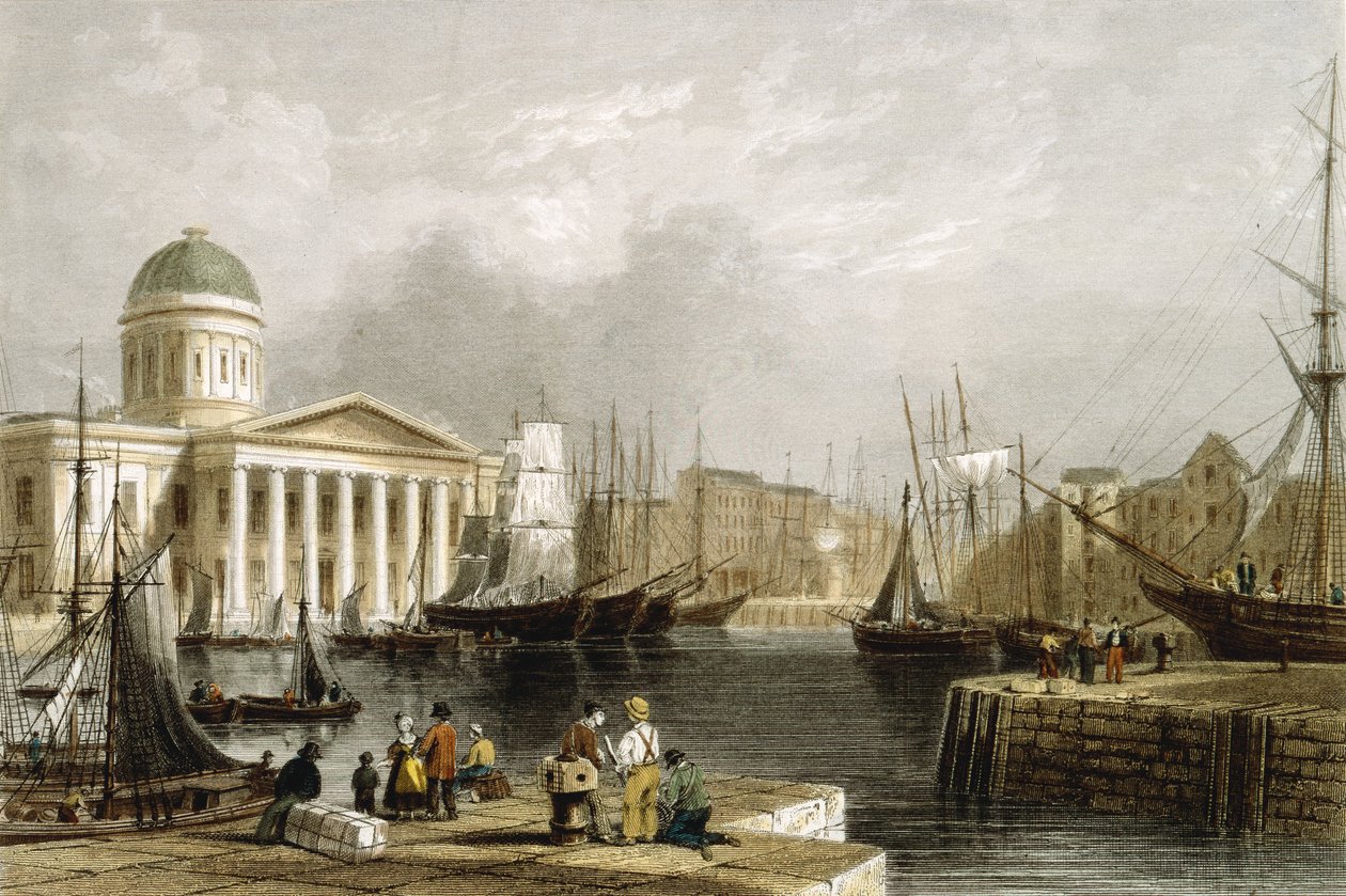 Canning Dock, Liverpool, joka näyttää Custom Housen, 1841 tekijältä Unbekannt