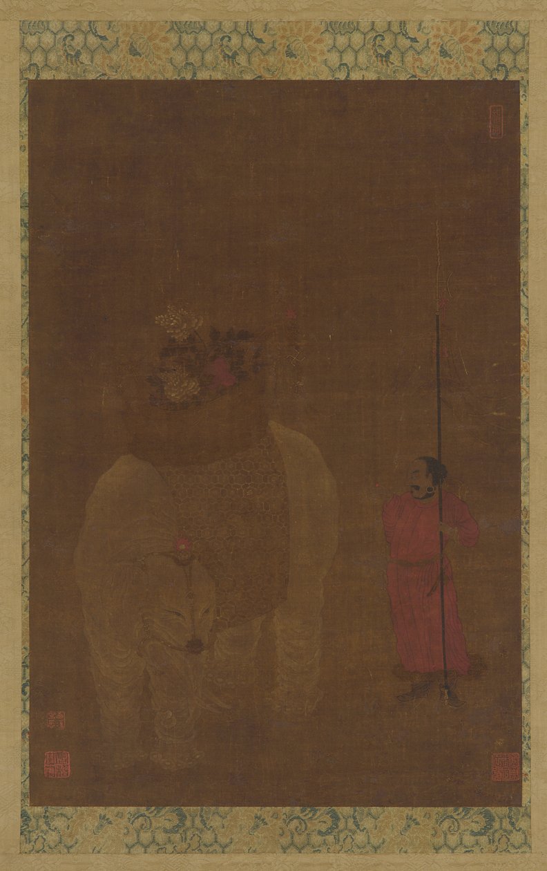 Caparisoned Elefant and Attendant, Ming-dynastia, 1500-1600-luku. tekijältä Unbekannt