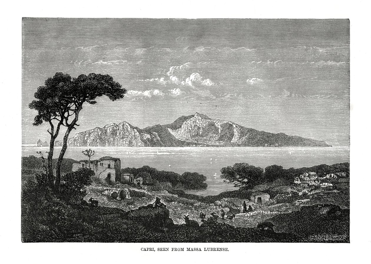 Capri nähtynä Massa Lubrensesta, Italiasta, 1879 tekijältä Unbekannt