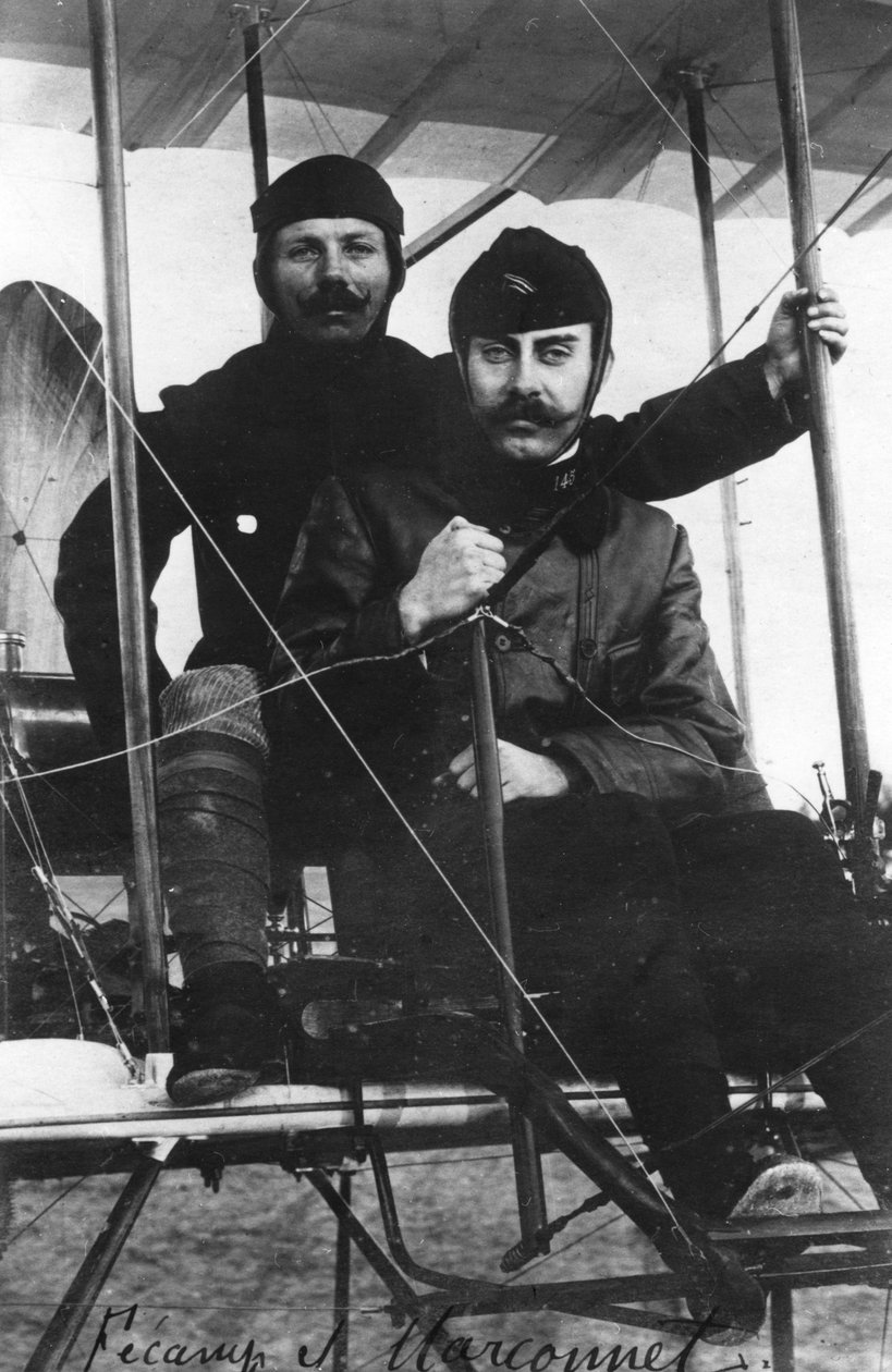 Kapteeni Marconnet ja luutnantti Fequant, Ranskan armeijan lentäjät, 1910 tekijältä Unbekannt