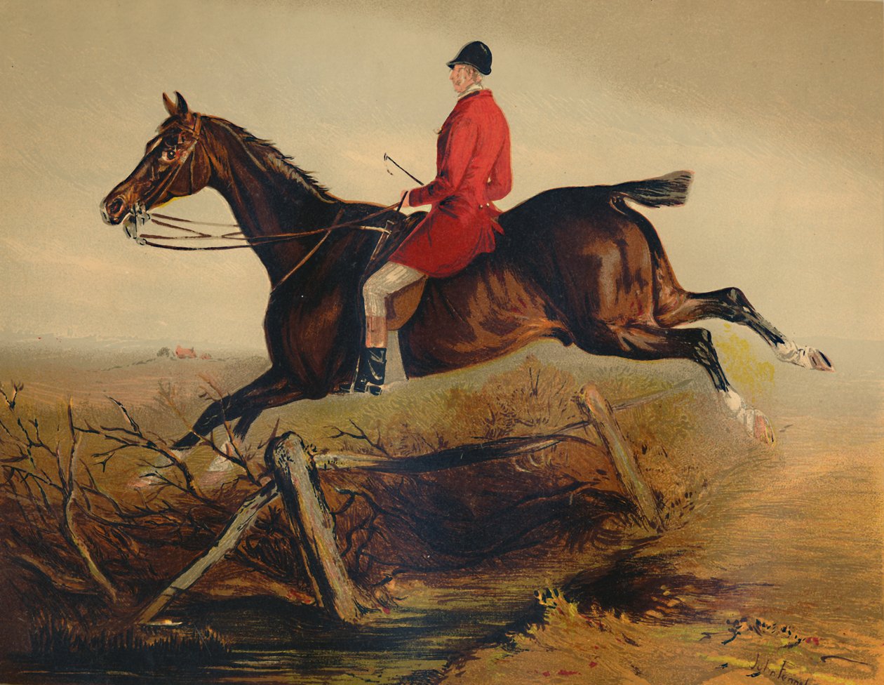 Kapteeni Percy Williams Irlannin suosikkimetsästäjässä, vuodelta 1879. tekijältä Unbekannt