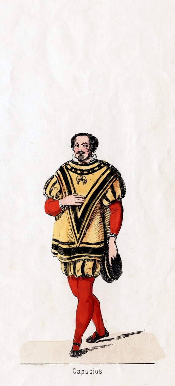 Capucius, pukusuunnittelu Shakespearen näytelmään, Henry VIII, 1800-luku tekijältä Unbekannt