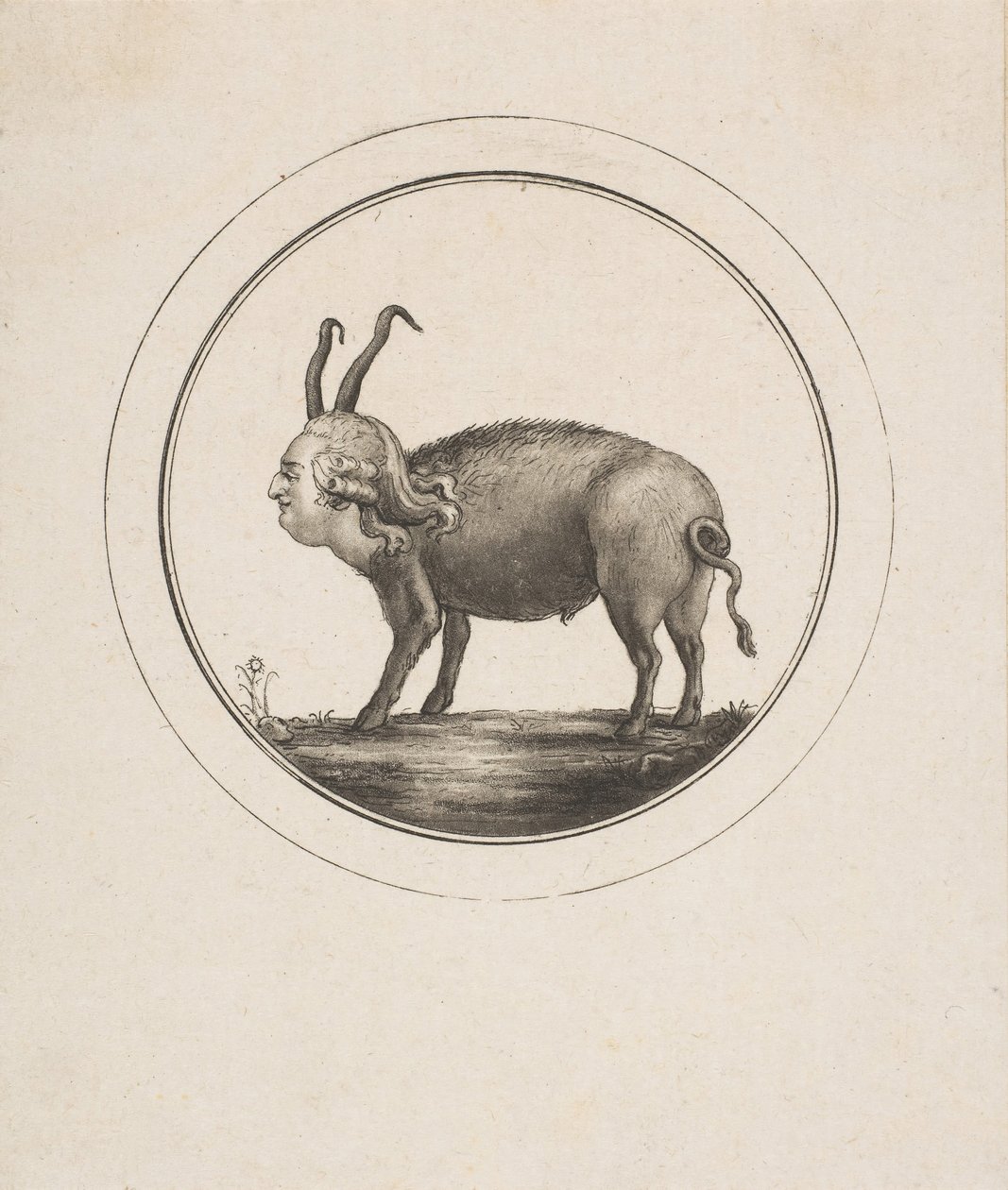 Karikatyyri, jossa Louis XVI näkyy oinaana, 1700-luku. tekijältä Unbekannt