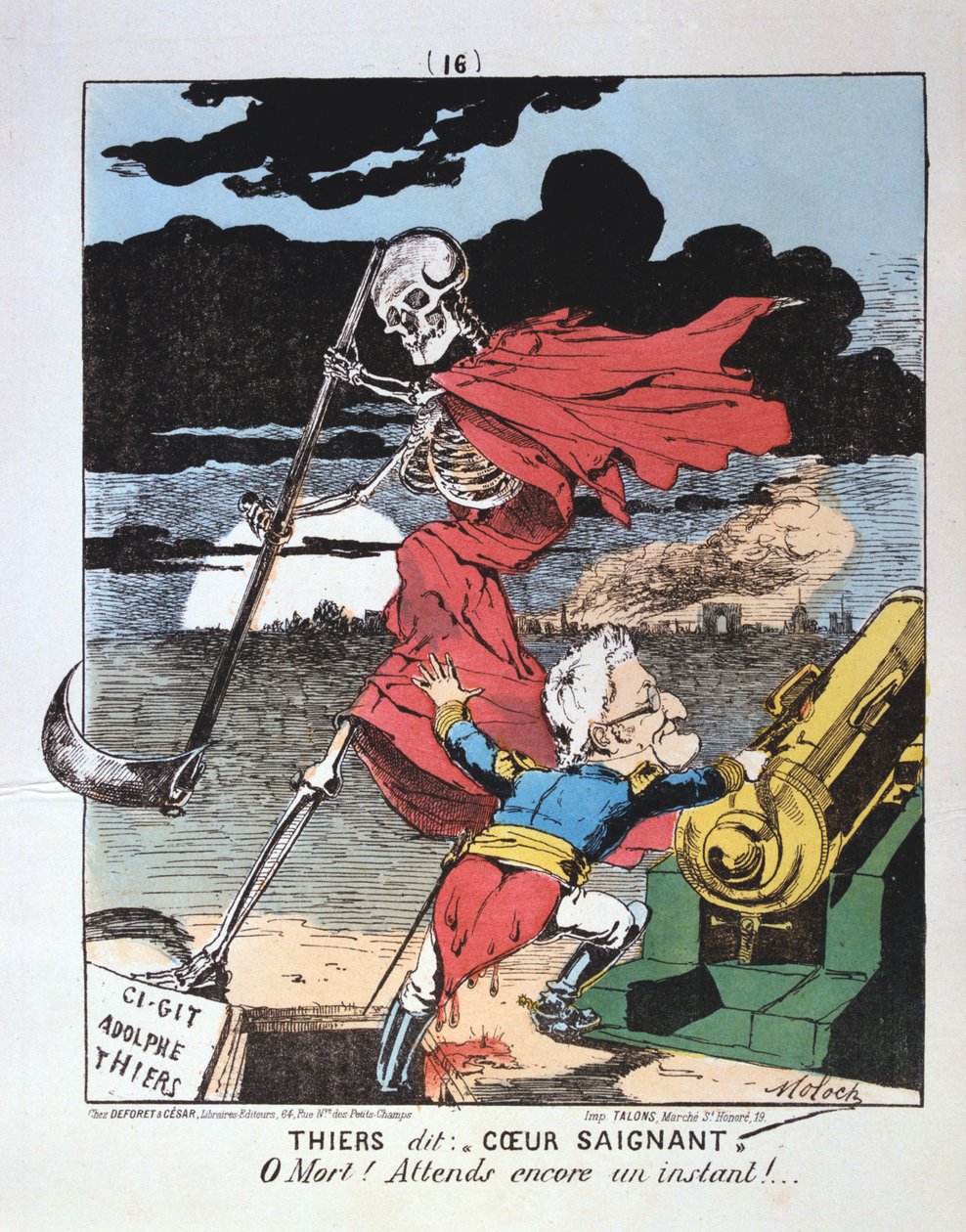 Karikatyyri Adolphe Thiersia vastaan, 1871 tekijältä Unbekannt