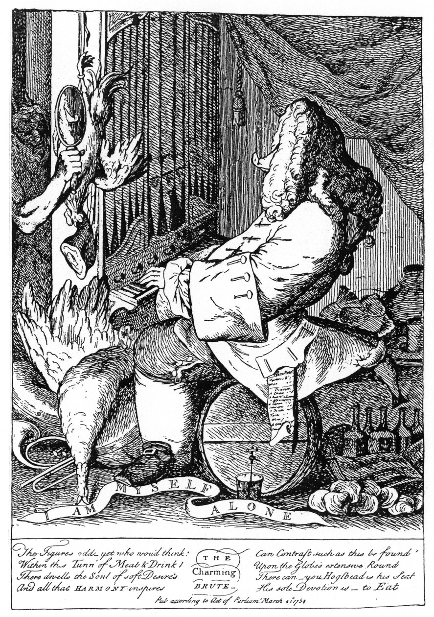 Karikatyyri George Frideric Händelistä 1685-1759, 1754 tekijältä Unbekannt