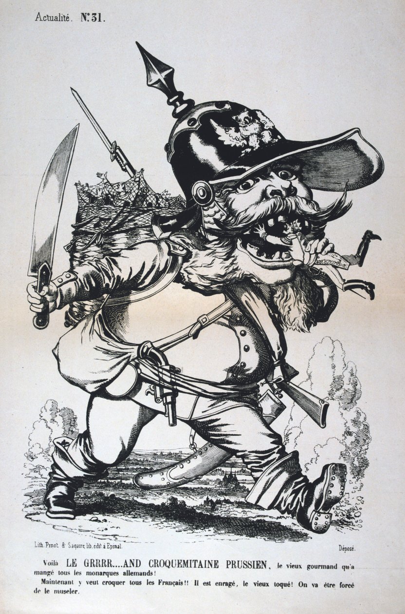 Karikatyyri Wilhelm I:stä Preussista, Ranskan ja Preussin sota, 1870-1871. tekijältä Unbekannt