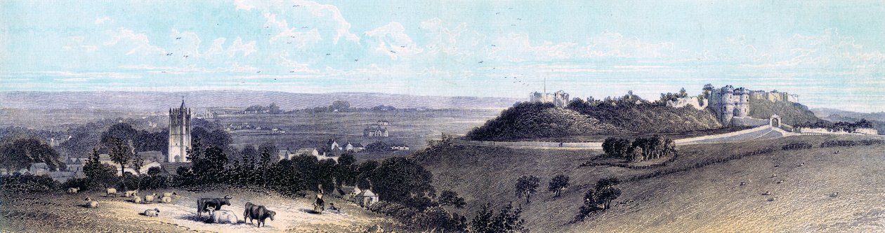 Carisbrooken linna ja kylä, Isle of Wight, 1800-luku tekijältä Unbekannt