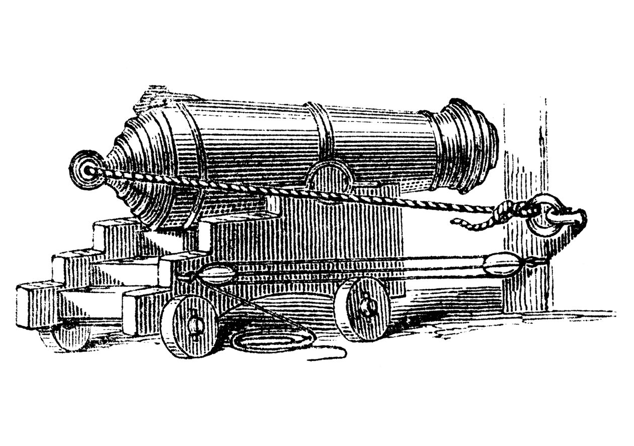 Carronade, lyhyt laivaston ammus suurella kaliiperikammiolla, kuten kranaatinheitin, c1884 tekijältä Unbekannt